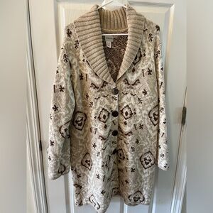 Chicos Women’s Size 3 Cream/Beige Long Sleeve Button Down Cardigan